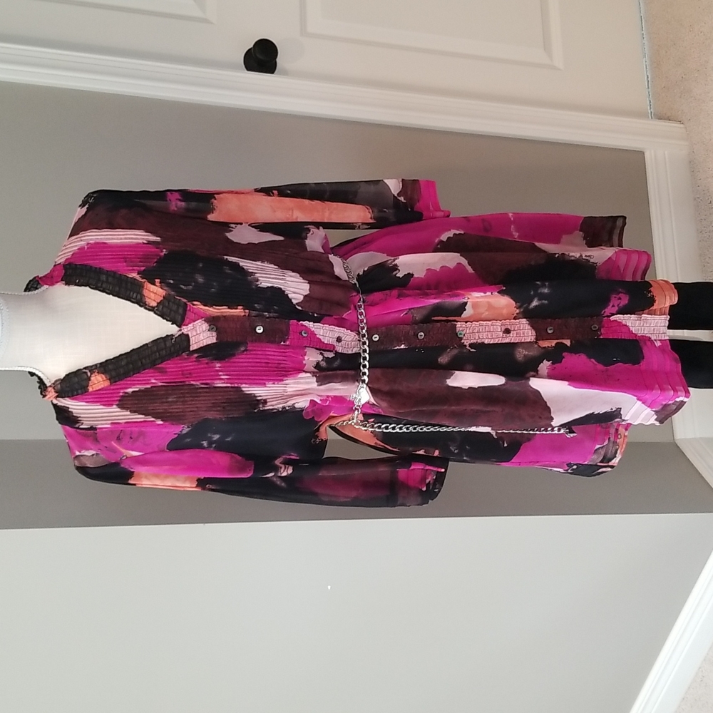 DVF Layla Silk Multi-colored Shirt Dress Size 6.